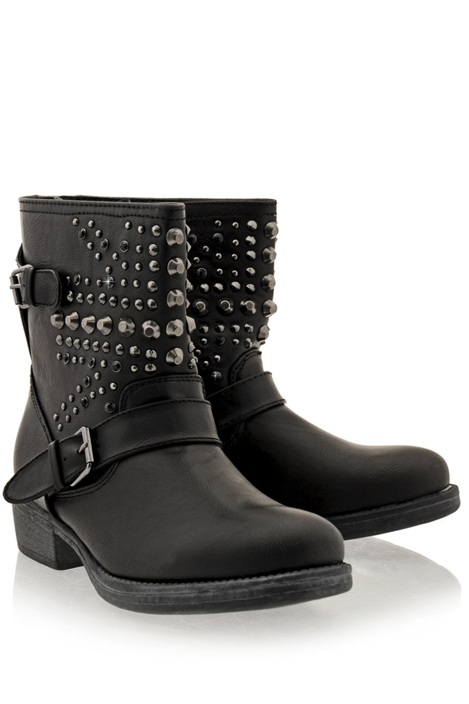 womens black studded booties