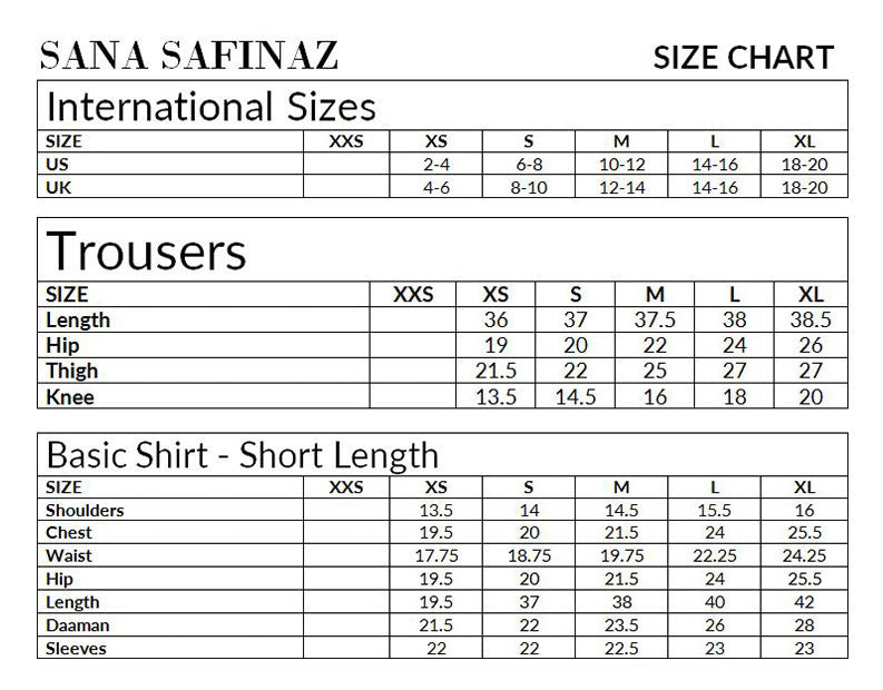 Trouser Size Chart