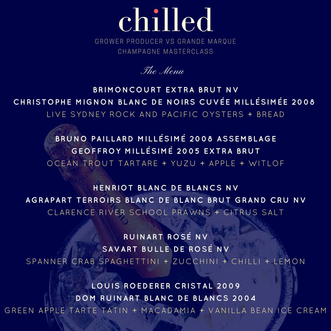 Chilled El Vino Champagne Tasting Dinner Love Fish Barangaroo