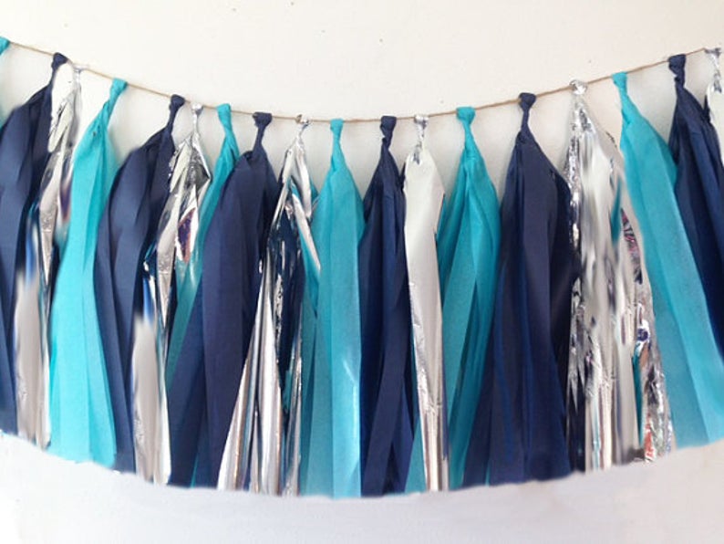 navy tassel garland