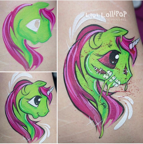 Zombie Unicorn Face Paint Design by Livi Lollipop