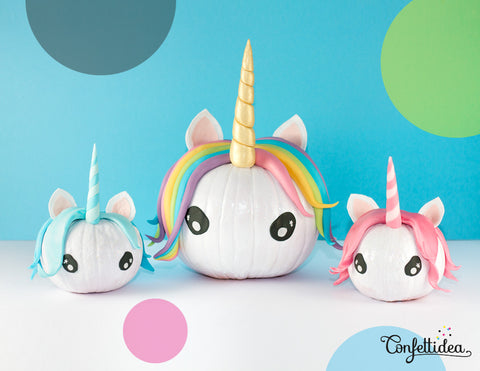 DIY Pretty Pastel Halloween Unicorn Pumpkins by Confettidea