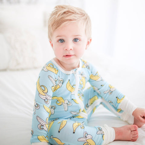Toddler wearing Banana Baby Bamboo Zippy Pajamas