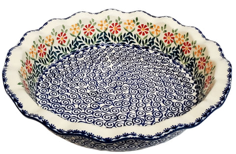 9" Fluted Pie Dish in Spring Morning pattern.