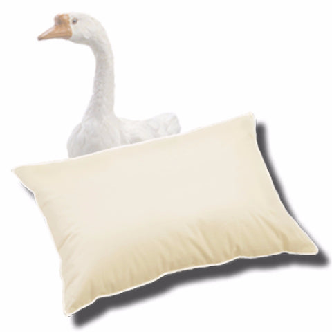 Fluffy cream down pillow with a white goose