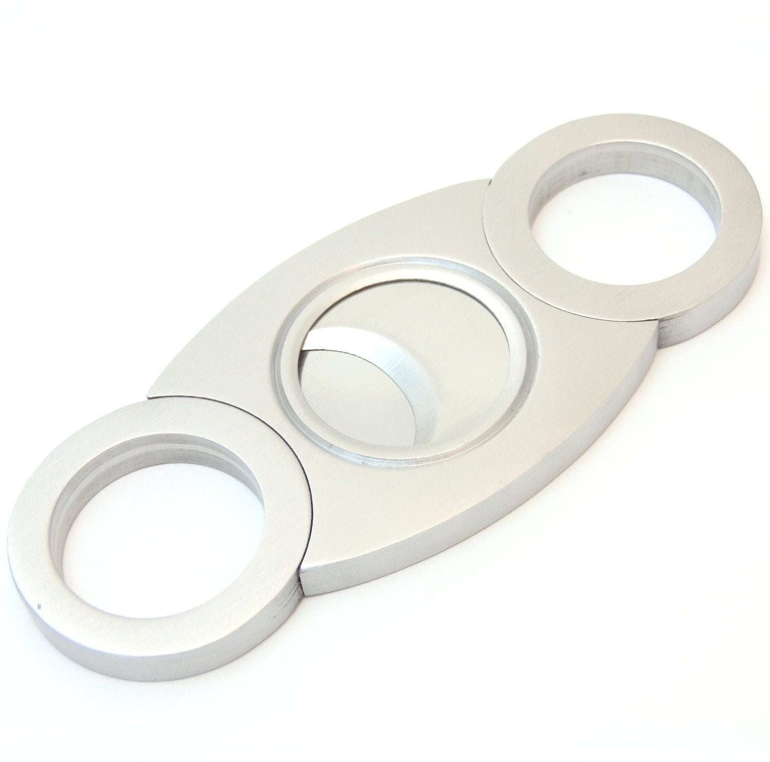 Mrs. Brog Stainless Steel Cigar Cutter With Back Protector - Round Ends - Leather Pouch - Guillotine Double Blade for a Precise Perfect Cut