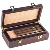 皮革雪茄雪茄盒雪松木盒-油拉升+帆布皮革-[深棕色+浅棕色]