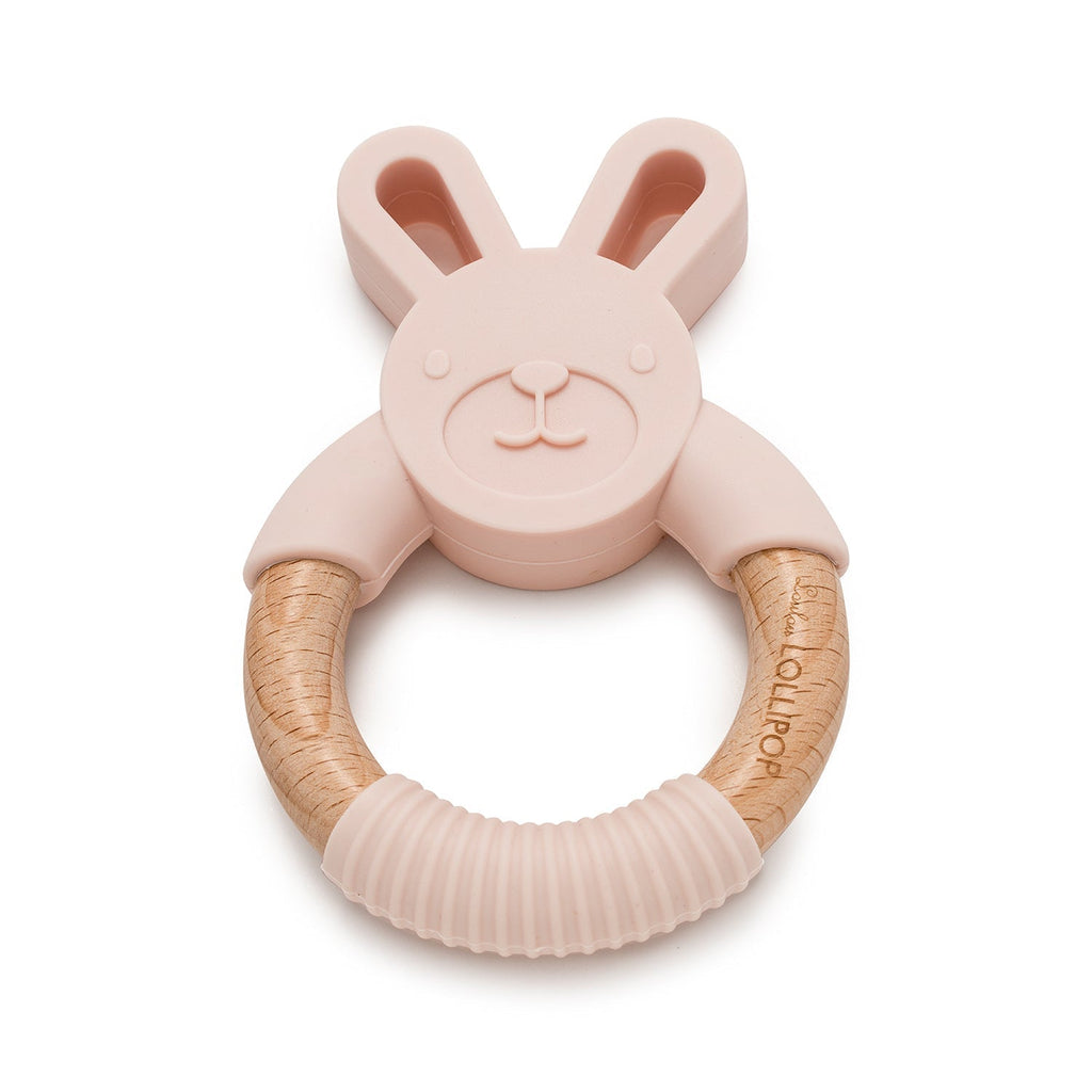 Bunny Silicone and Wood Teether - Blush 