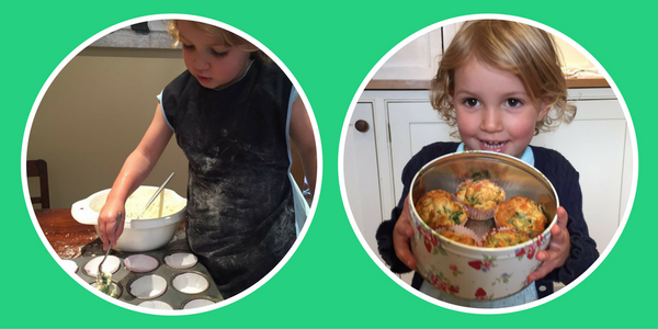 Baby-led weaning recipe with toddler in Apron