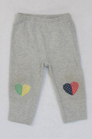 Carter's Grey Heart Knee Patch Leggings Girls 4-6 months