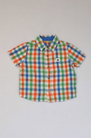 Mothercare Blue Green & Orange Check Shirt Boys 6-12 months