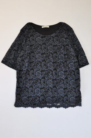 Marks & Spencers Navy & Black Lace Top Women Size 14