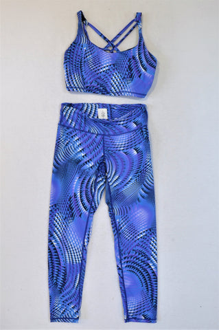 Nulu Blue Purple Top And Leggings Sports Outfit Women Size 8/10