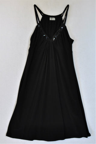 Paris Paris Black With Sequin Collar Dress Women Size 8