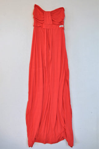 Bianca Warren Red Strapless Maxi Dress Women Size S