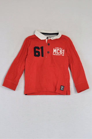 Mothercare Red Collared Long Sleeve T-shirt Boys 18-24 months
