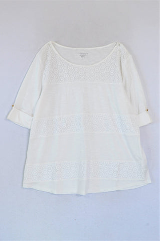 Charter Club White With Circle Lace Top Women Size L