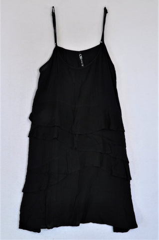 Oakridge Black Frill Layered Short Dress Women Size 12