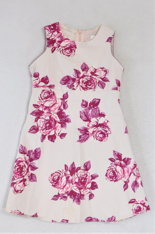 Next White With Pink Flowers Dress Girls 4-5 years