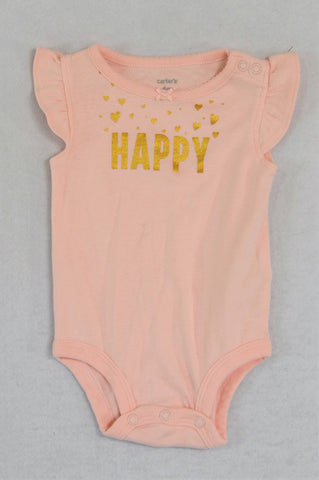 Carter's Pink & Gold Happy Baby Grow Girls 3-6 months
