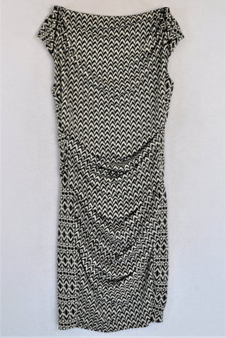 Country Road Black And White Tribal Chevron Knee Length Dress Women Size S