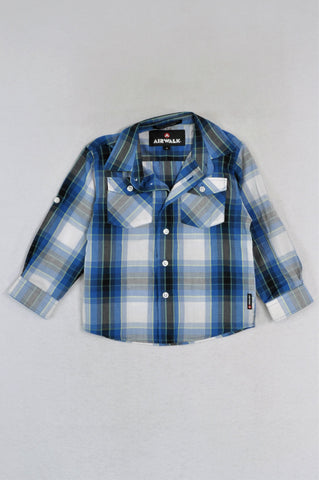 Airwalk Black & Blue Checkered Long Sleeve Shirt Boys 4-5 years
