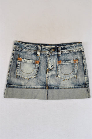 Seccess Jeans Acid Wash Denim Mini Skirt Women Size 28