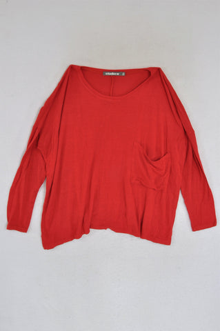 Studio.W Red Long Sleeve Front Pocket Top Women Size 16
