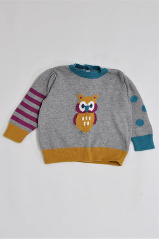 Mamas & Papas Grey Multi Colour Owl Jersey Unisex 3-6 months