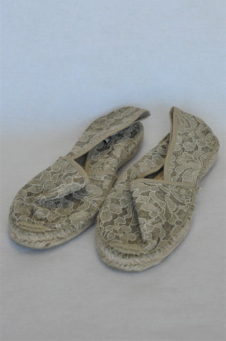 Espadrilles Light Beige Sparkly Shoes Womens/Girls Size 5.5