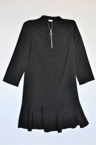 Jacqueline De Yong Black Zip Detail Long Sleeve Dress Women Size 10