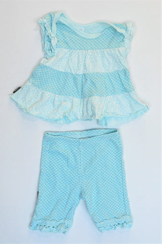 Naartjie Aqua Patterned Top & Shorts Outfit Girls 0-3 months