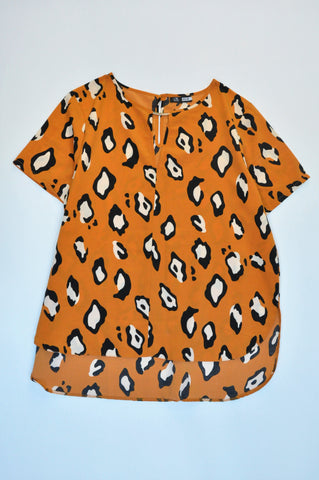 Mr. Price Orange Leopard Print Lightweight Top Women Size 16