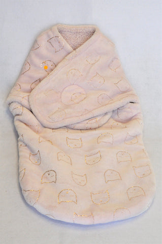 Ackermans Pink Fleece Kitty Swaddle Wrap Girls N-B to 6 months