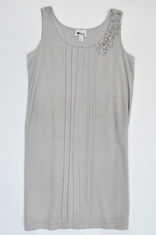 Unbranded Grey Pleated Detail Sleeveless Dress Women Size M