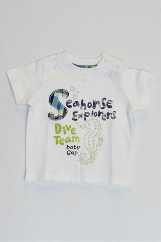 GAP White Seahorse Explorers T-shirt Boys 0-3 months