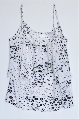 Cotton On White With Black Leopard Print Lightweight Tank Top Women Size XS