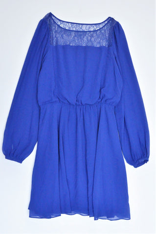 Forever New Royal Blue Lightweight Long Sleeve Dress Women Size 10