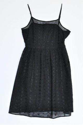 World Wide Wear Black Floral Sheer Overlay Strappy Dress Women Size 10
