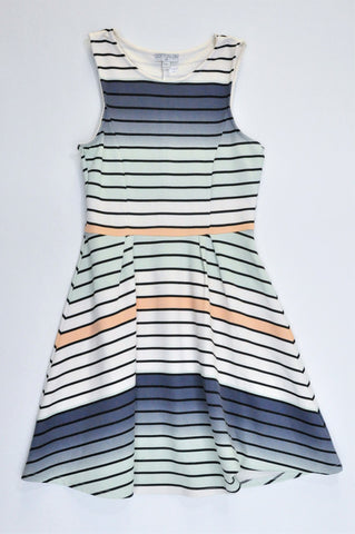 Cotton On White, Blue & Peach Striped Sleeveless Dress Women Size XS
