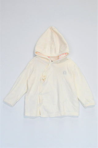 Woolworths White With Snaps Hooded Top Girls 3-6 months