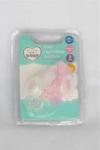 New Clicks 2 Pack Mini Night Time Soother Dummy Girls 3 months to 1 year