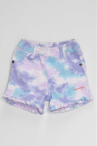 Naartjie Purple & Blue Tie Dye Shorts Girls 3-6 months