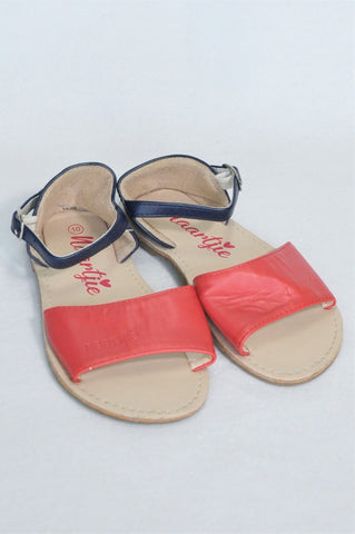 New Naartjie Red & Navy Sandals Girls Children Size 10
