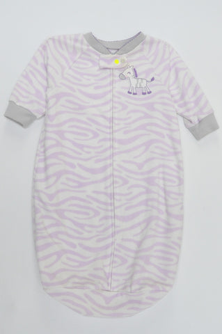 Carter's White & Purple Zebra Striped Long Sleeve Sleep Sack Girls N-B to 6 months