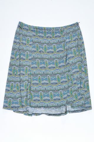 New Merien Hall White, Green & Blue Circle Patterned Skirt Women Size 18