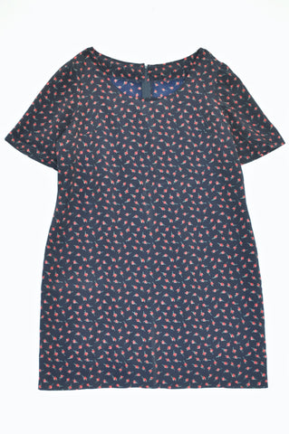 Unbranded Navy With Red Roses Lightweight Dress Women Size 14