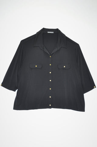 New Woolworths Black Lightweight With Gold Buttons Blouse Women Size 16