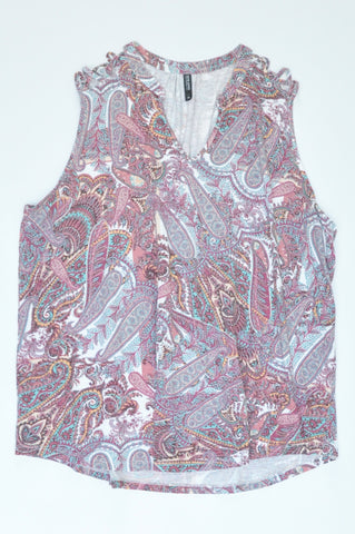 Woolworths Pink Paisley Cross Strap Tank Top Women Size 14