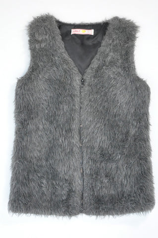 Legit Grey Fleece Sleeveless Zip Jacket Women Size 4